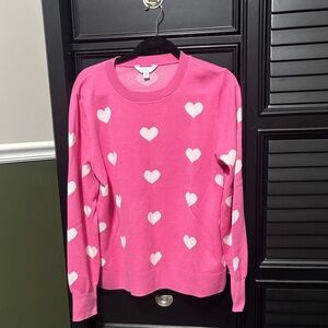 Pink Sweater with White Heart Pattern